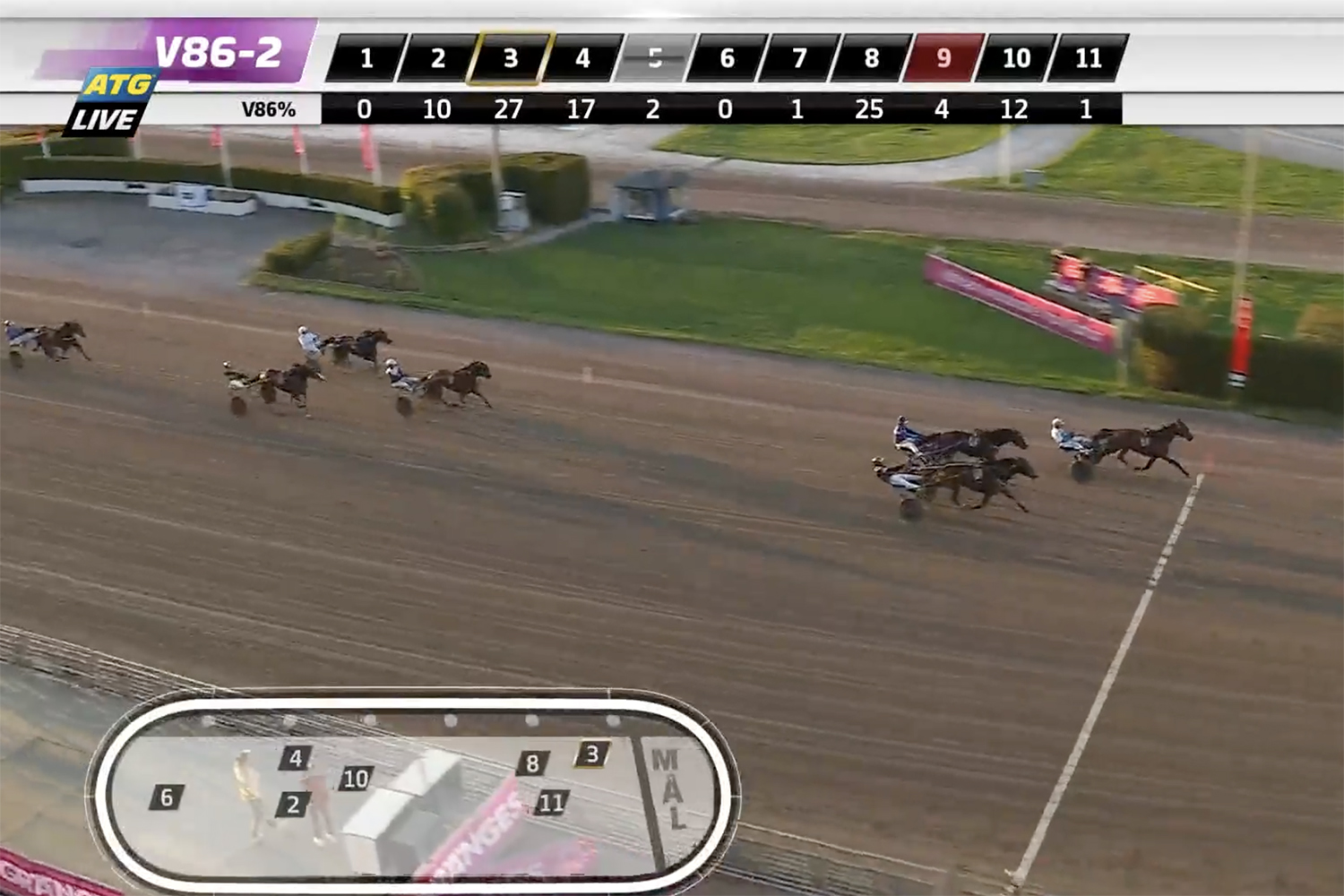 Andelshästen Facetime Love trea i mål på Solvalla